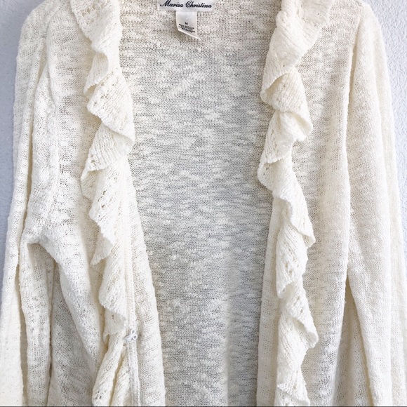 Marisa Christina Cream White Cardigan Sweater Med - Picture 3 of 6